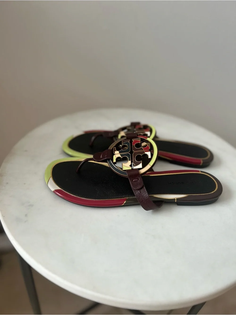 Tory Burch Multicolor Leather Logo Thong Sandals